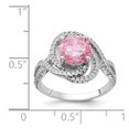thumbnail image 4 of Cheryl M 925 Sterling Silver Rhodium-plated Round Pink Center & CZ Ring Size: 8; for Adults and Teens; for Women and Men, 4 of 5