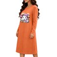 thumbnail image 4 of Taqqpue Womens Cotton Nightshirt Long Sleeve Crew Neck Halloween Zombie Print Loose Fit Knee Length Casual Pullover Soft Sleep Dress Oversized Sleepwear for Women Big Plus Sizes, 4 of 6