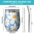 thumbnail image 5 of 12oz Stemless Wine Tumblers Blue Daisy Flower Green Leaves Pattern Vacuum Insulated Stainless Steel Travel Tumbler Cups Mug with Lid and Straw for Champaign,Cocktail,Beer with Cleaning Brush, 5 of 5