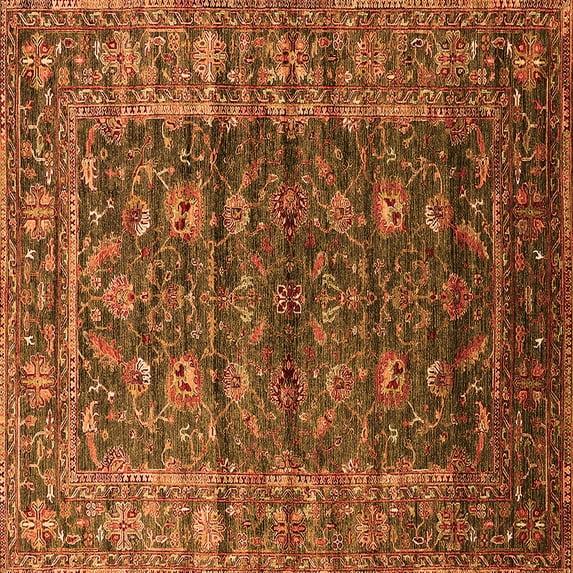 Ahgly Company Indoor Square Oriental Orange Industrial Area Rugs, 8' Square