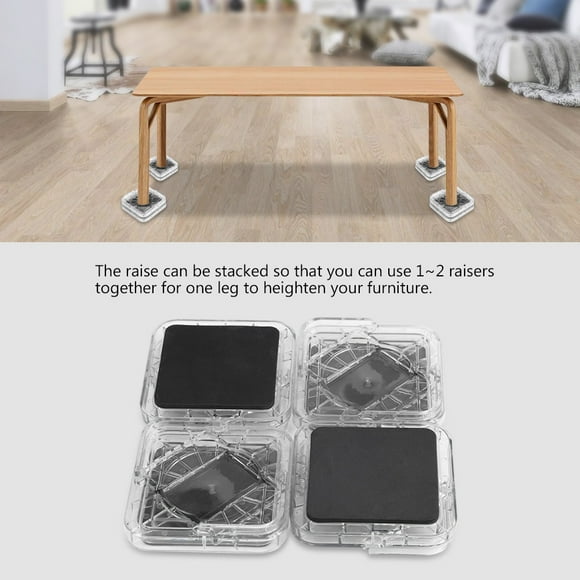 Qiilu 8pcs/set Furniture Leg Risers Plastic Non-slip Riser for Table Desk Bed Sofa Chairs, Furniture Riser, Bed Risers