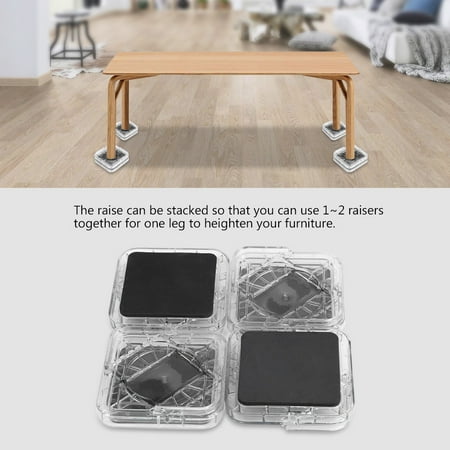 Qiilu 8pcs Set Furniture Leg Risers Plastic Non Slip Riser For