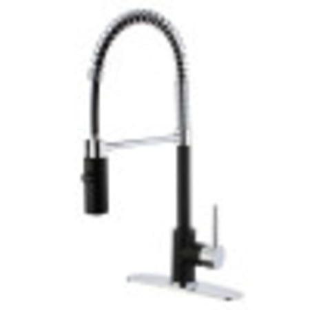 Gourmetier LS8777DL Concord Single-Handle Pre-Rinse Kitchen Faucet Matte Black/Polished Chrome