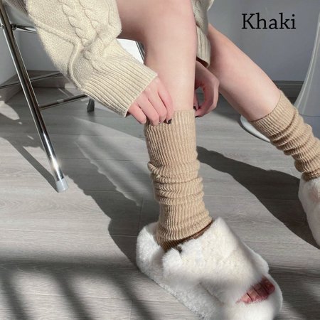 1 Pair Warm Winter Autumn Gaiters Leg Warmers Knee High Socks Leggings Long Footless Socks KHAKI