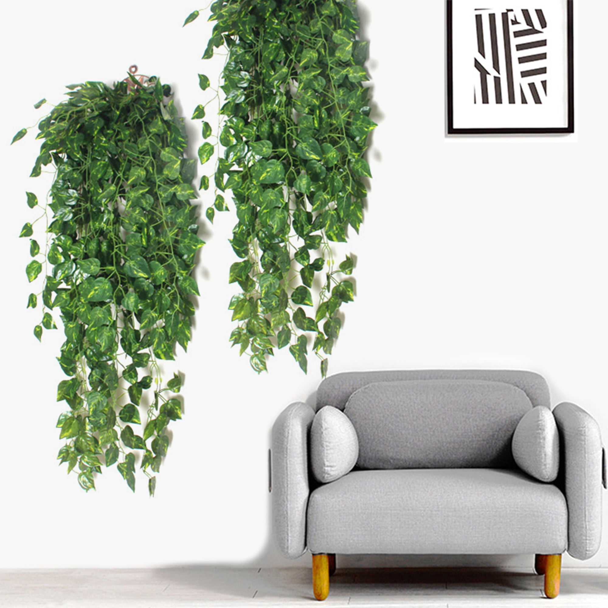 HOGADO 2pcs Artificial Ivy Fake Hanging Vine Plants Decor Plastic Greenery  for Home Wall Indoor Outdside Hanging Basket