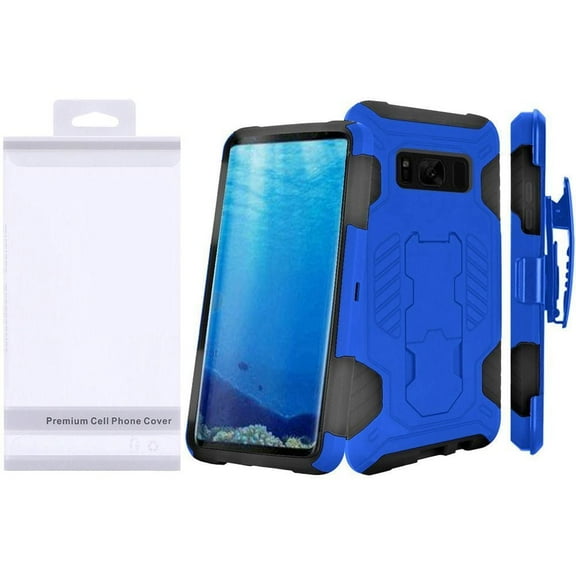 GSA Supercoil Kickstand Hybrid Case w/Holster For Samsung Galaxy S8 - Blue/Black