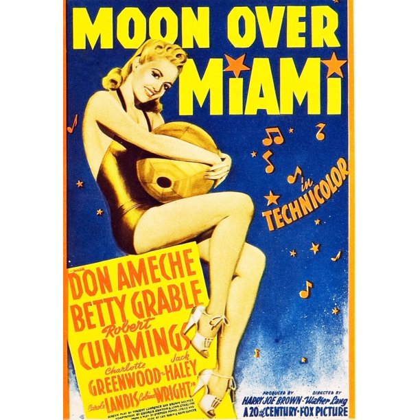 Moon Over Miami Betty Grable On Window Card 1941 Tm And Copyright th Century Fox Film Corp All Rights Reserved Courtesy Everett Collection Movie Poster Masterprint Walmart Com Walmart Com