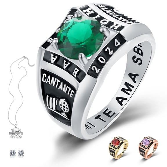 Ccjcinata Fully Personalized class rings for men's high school customize sterling silver graduation ring class of 2024
