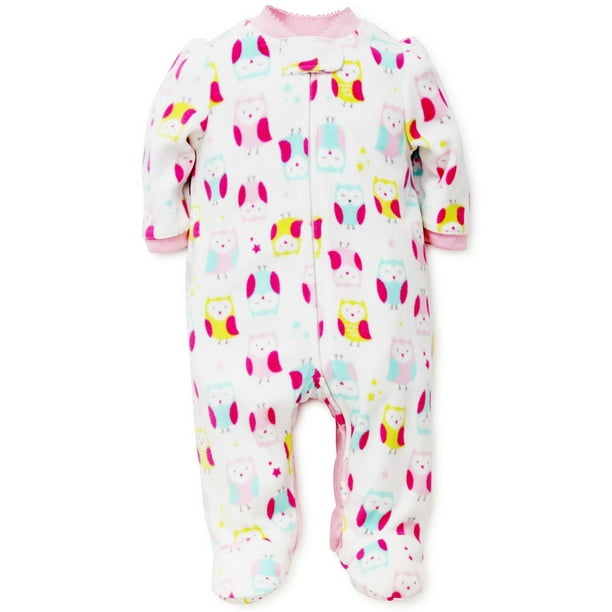 LTM Baby Owl Blanket Sleeper Warm Fleece Footie Footed Pajamas White