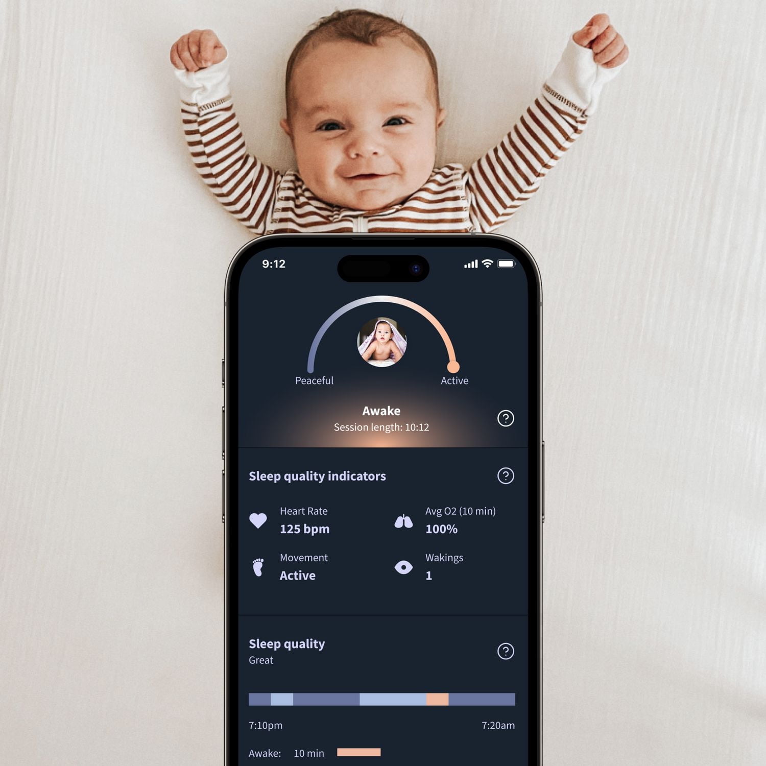 Owlet Dream Sock - Smart Baby Monitor with Sleep Quality Indicators Including Movement, Heart Rate and Average Oxygen Levels