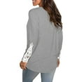 thumbnail image 3 of Anbech Women's Lace Long Sleeve Shirt Round Neck Solid Color Blouse Hem Tightened Tops, 3 of 5