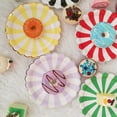 thumbnail image 3 of CIMAXIC 8PCS 7 Inches Paper Disposable Tray Delicate Gold-plated Stripe Tray Creative Birthday Party Accessories Cartoon Cake Paper Plate Thickening Paper Tray for Home Use Red Stripe Style, 3 of 4