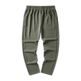 thumbnail image 5 of Domuza Casual Baggy Pants for Men Drawstring Stretch Wide Leg Lounge Travel Pants Streetwear with Pockets Army Green XL, 5 of 6