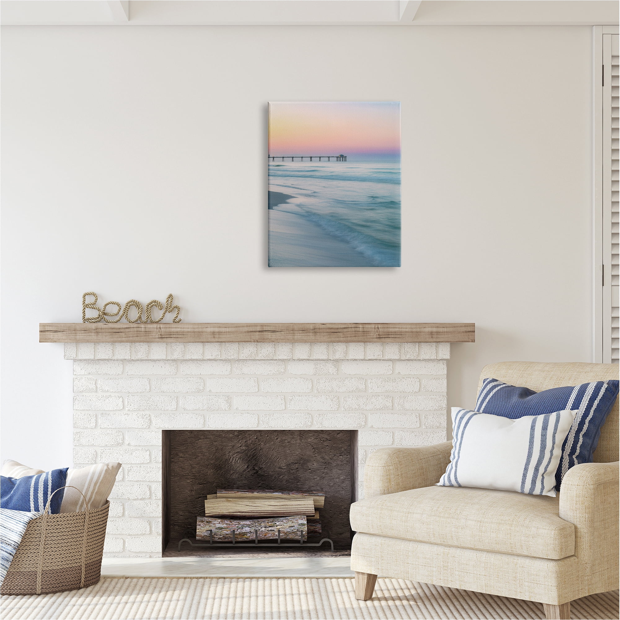Stupell Industries Beach Waves Photography Landscape Photography Gallery Wrapped Canvas Art Print Wall Art, 24 x 30