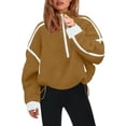 thumbnail image 2 of Womens Hooded Sherpa Fleece Jacket Soft Oversized Pullover with Pockets Warm Cozy Outerwear Coffee L, 2 of 5