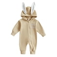thumbnail image 1 of Gupgi Infant Easter Jumpsuits Cute Bunny Ear Romper Spring Long Sleeve Zip Up Hooded Bodysuits, 1 of 9