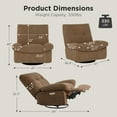 thumbnail image 2 of Nouhaus Swivel Rocker Recline, Rocking Recliner Chair with USB and Type-C Ports, Glider Rocking Recliners Chairs for Nursery, Living Room, 2 of 6