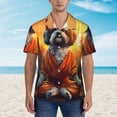 thumbnail image 2 of Rateoe Cartoon Puppy Sunset Pattern Men’s Hawaiian Shirt – Short Sleeve Button-Down Tropical Beach Shirt, Lightweight & Breathable Casual Aloha Shirt with Pocket,Medium, 2 of 7