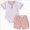 D41-Pink, variant on 6-9 Months Newborn Baby Boy Summer Clothes Button Short Sleeve Romper Bodysuit Shorts Set Toddler Soft Outfit Pink