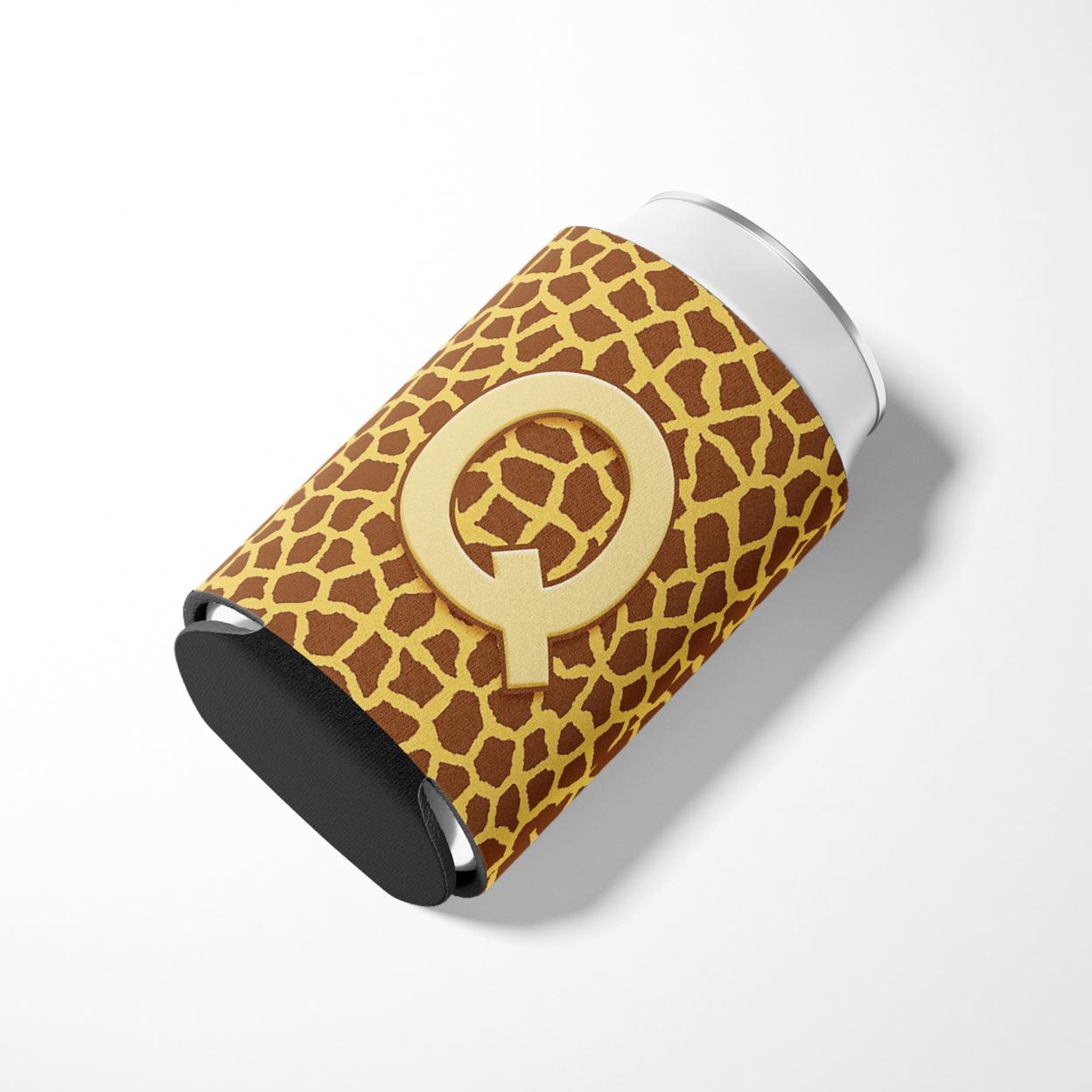 Letter Q Initial Monogram - Giraffe Can or Bottle Hugger