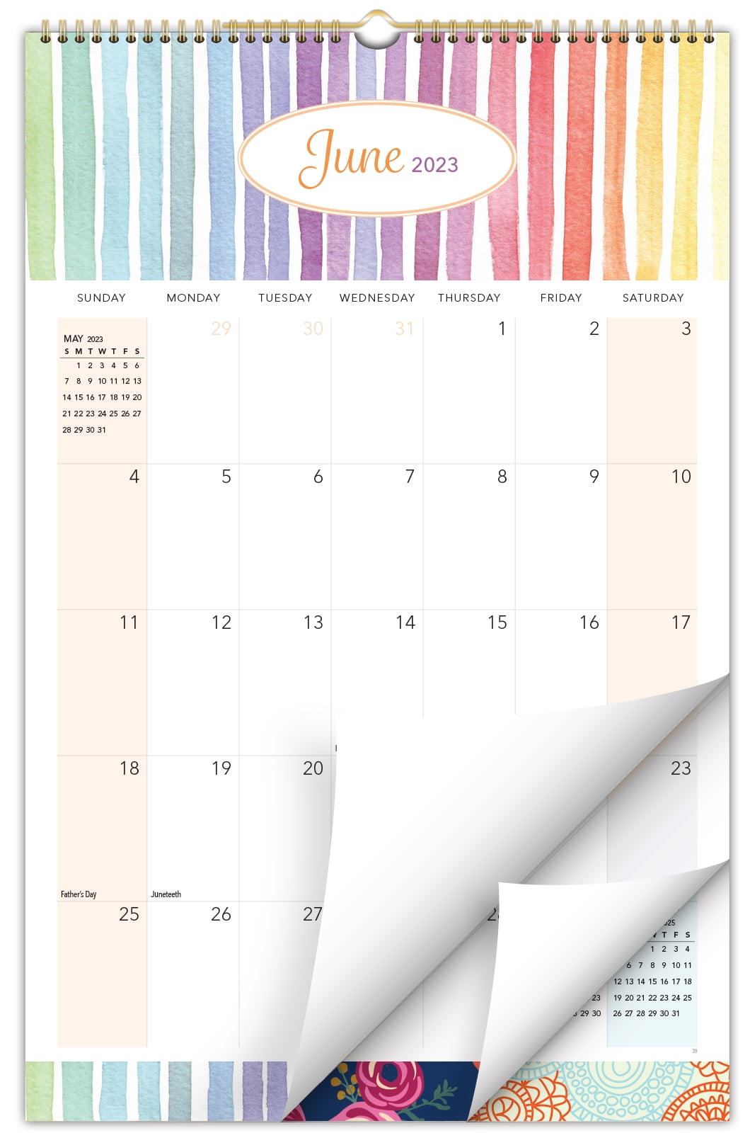 3 Month Display Wall Calendar 20232024 Folded 13"x27" (Colorful