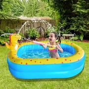 Inflatable Swimming Pool for s with Sprinkler, 67x41x32in Family Size Backyard Summer Water Play