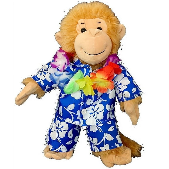 Plush Gear Hawaiian Boy Plush Outfit with Flower Lei Costume for 14-18 inch Stuffed Animals Gift for Kids