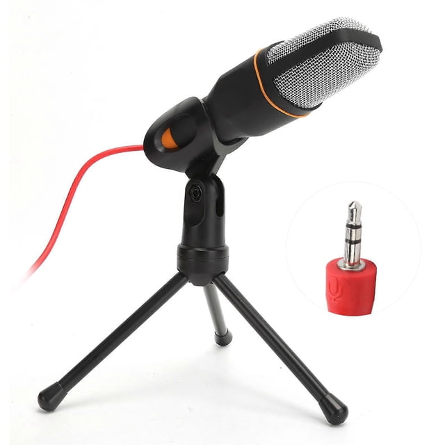 Wired Condenser Microphone with Desktop Tripod for Online Meeting, Black