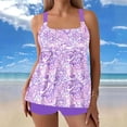 thumbnail image 2 of Qingpeng Womens Two Piece Tankini Swimsuits Colorful Stripe Print Modest Swim Top Boyshort Bathing Suits, 2 of 5