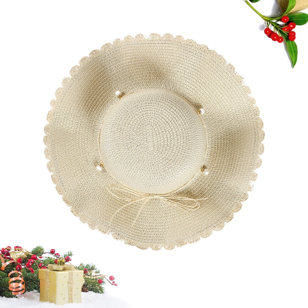 OUNONA Wide Brim Sun Hat Outing Pearl 