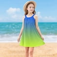 thumbnail image 2 of Zpanxa Girl Summer Dress Girl's Wrinkle Suspender Cami Dress Gradient Shiny Sleeveless Round Neck Casual Dresses Green 4 Years, 2 of 9