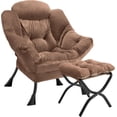 thumbnail image 1 of Moderno accent chair con ottoman, grande lounge chair con foldable footrest, forrado reading chair in dark brown, 1 of 7