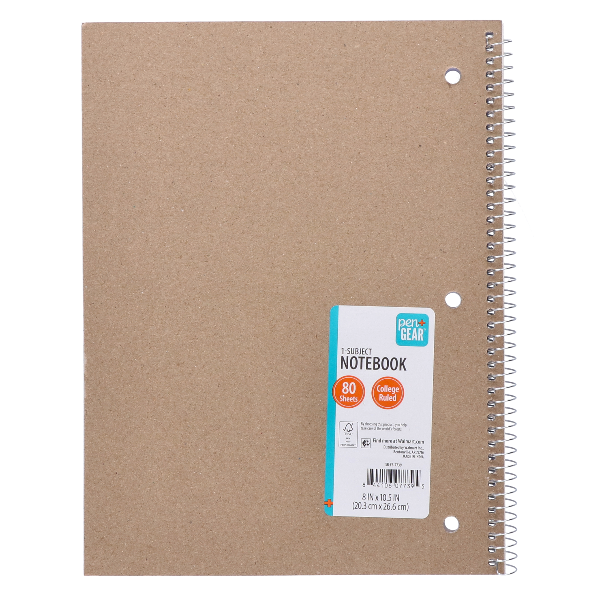 Cuaderno Pen+Gear de 1 materia con rayas college, 8" x 10.5", tulipanes occidentales azules y blancos, 80 hojas 5