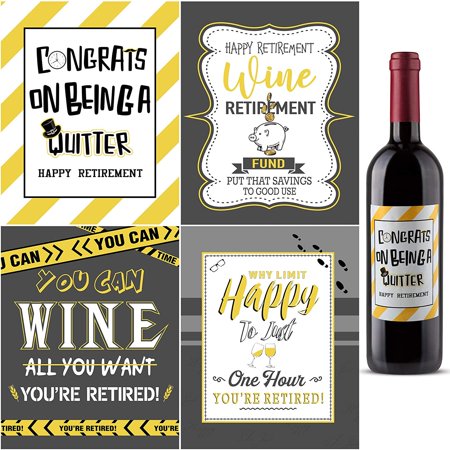 8 Pieces Retirement Wine Label Stickers Funny Official Retire Decoration Quit Wine Bottle Cover Sticker for Teacher Nurse Police Military Party Decor ...