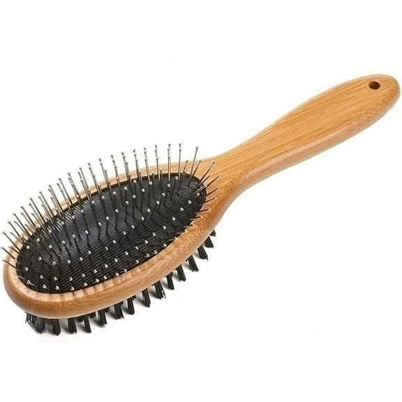 KylePet Dog Brush, Double Sided Pet Slicker Brush with Bamboo Handle for Dogs and Cats Long Hair Pets Grooming Comb for Removing Shedding, Tangles and Dead Undercoat