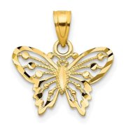Finest Gold 10K Yellow Gold Diamond-Cut Butterfly Charm