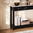 thumbnail image 6 of BEDEEP 55" Console Table with 2 Drawers, Marble Sofa Table Behind Couch with Storage Shelf, Modern Fluted Wood Entryway Table for Hallway, Living Room, Black, 6 of 12