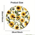 thumbnail image 2 of ZXCXRQFa Flowers sunflower Silent Non Ticking Wooden Clock 10 Inch, Round Wall Clock,Decorative for Living Room, Kitchen, Home,Bathroom, Bedroom, Office or School, 2 of 7