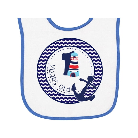 Inktastic 1 Years Old Nautical Anchor Boy Birthday Baby Terry Cloth Bib