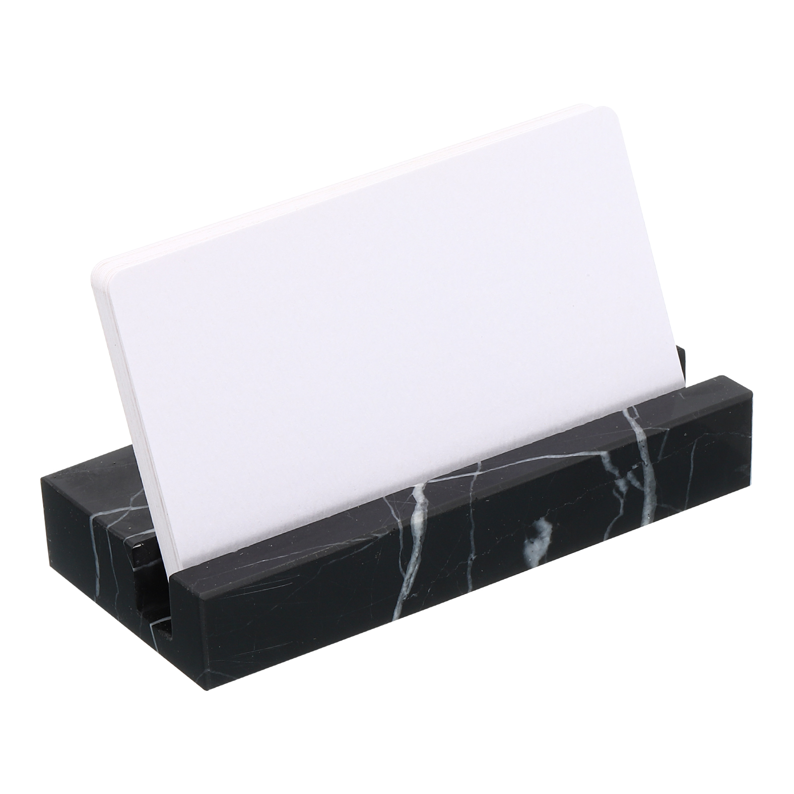 Unique Bargains Business Card Holder Marble Stone Organizer for Cards Display Black