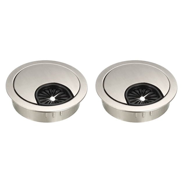 Uxcell 2 pulgadas Cubierta de Agujero de Cable Grommet de Escritorio para Organizador de Cables Aleación de Zinc Plata Cepillada 2pcs