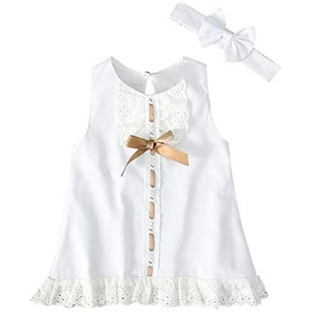 

Kiapeise Summer Newborn Baby Girls Lace Sleeveless Princess Dress + Headband Outfits Dress