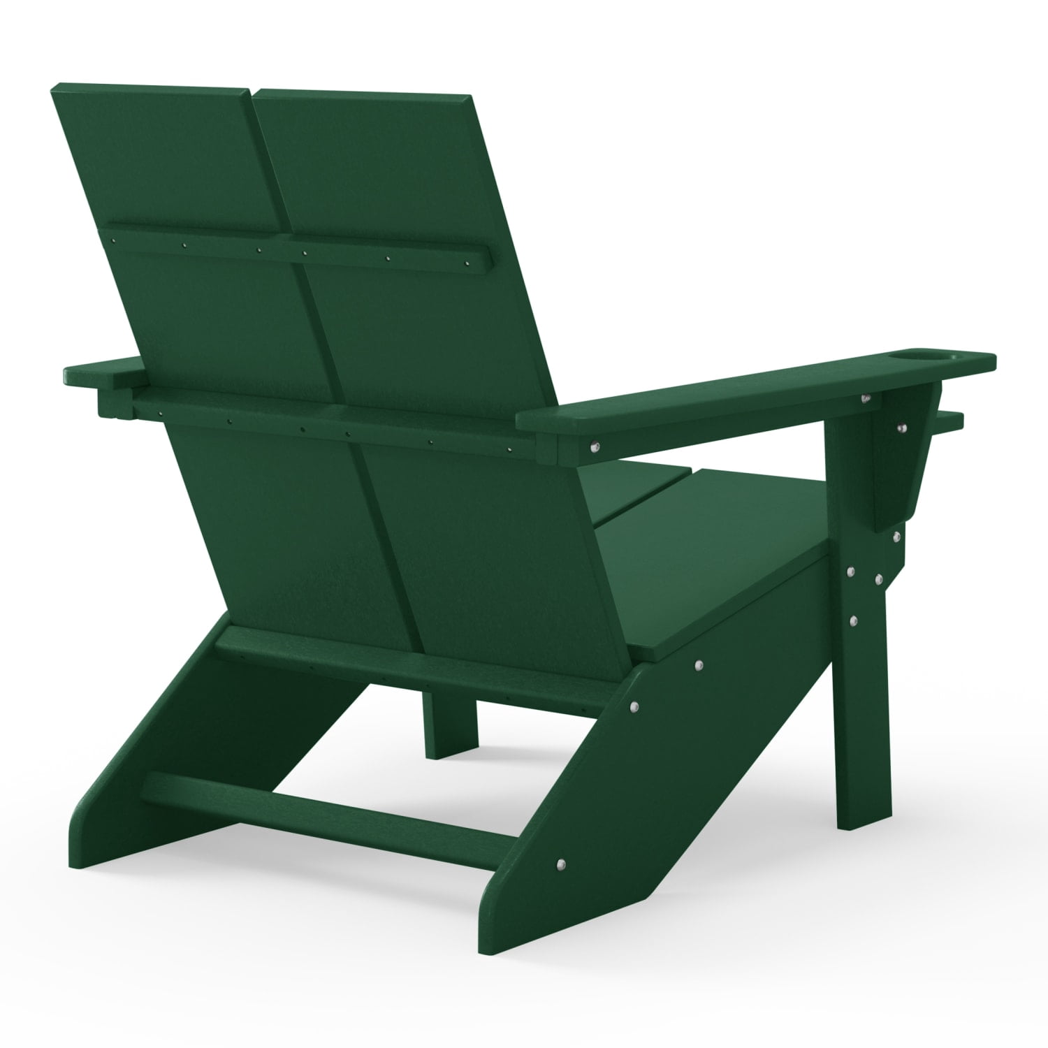 WestinTrends Riviera Outdoor HDPE Modern Adirondack Chair with Cup Holder, Dark Green
