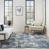 Nourison Grafix Abstract Navy Blue Area Rug, 5'3 x 7'3, Durable ...