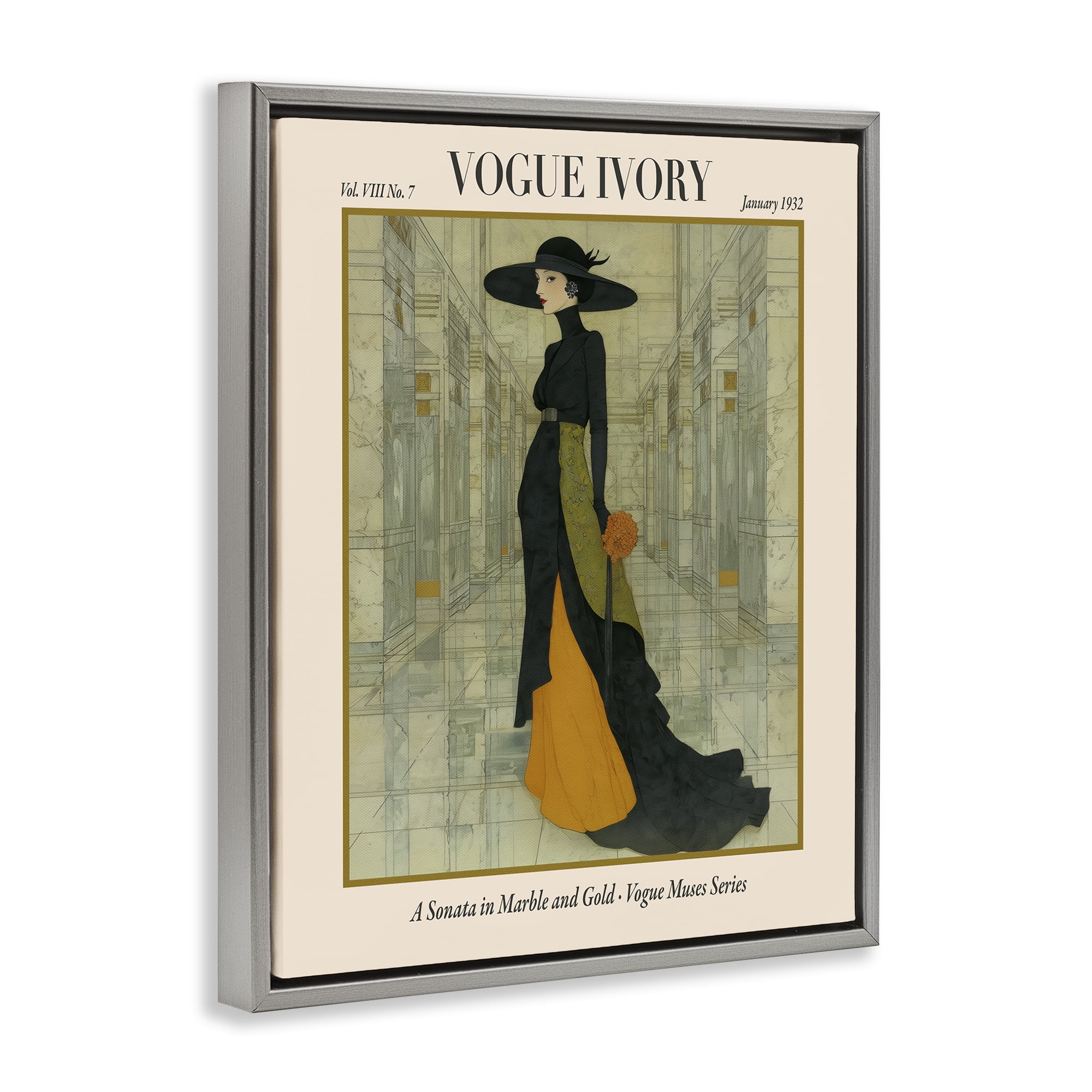 Stupell Industries Ivory Hall Magazine Gray Framed Floater Canvas Wall Art, design by A Barefoot Stylist