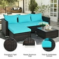 thumbnail image 3 of Aimee Lii 5 Pieces Patio Rattan Sectional Furniture Set with Cushions and Coffee Table, Outdoor Deck Furniture, Turquoise, 3 of 8