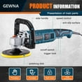 thumbnail image 6 of Gewna Car Buffer Polisher, 1600W 7 inch/6 inch Rotary Buffer Polisher with 7 Variable Speed 1000-3500 Rpm, 6 of 8