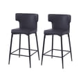 thumbnail image 2 of GDF Studio Morden Square Counter Bar Stools with Metal Frame, PU Upholstery, and Foam-Filled Seats, Set of 2, Black, 2 of 9