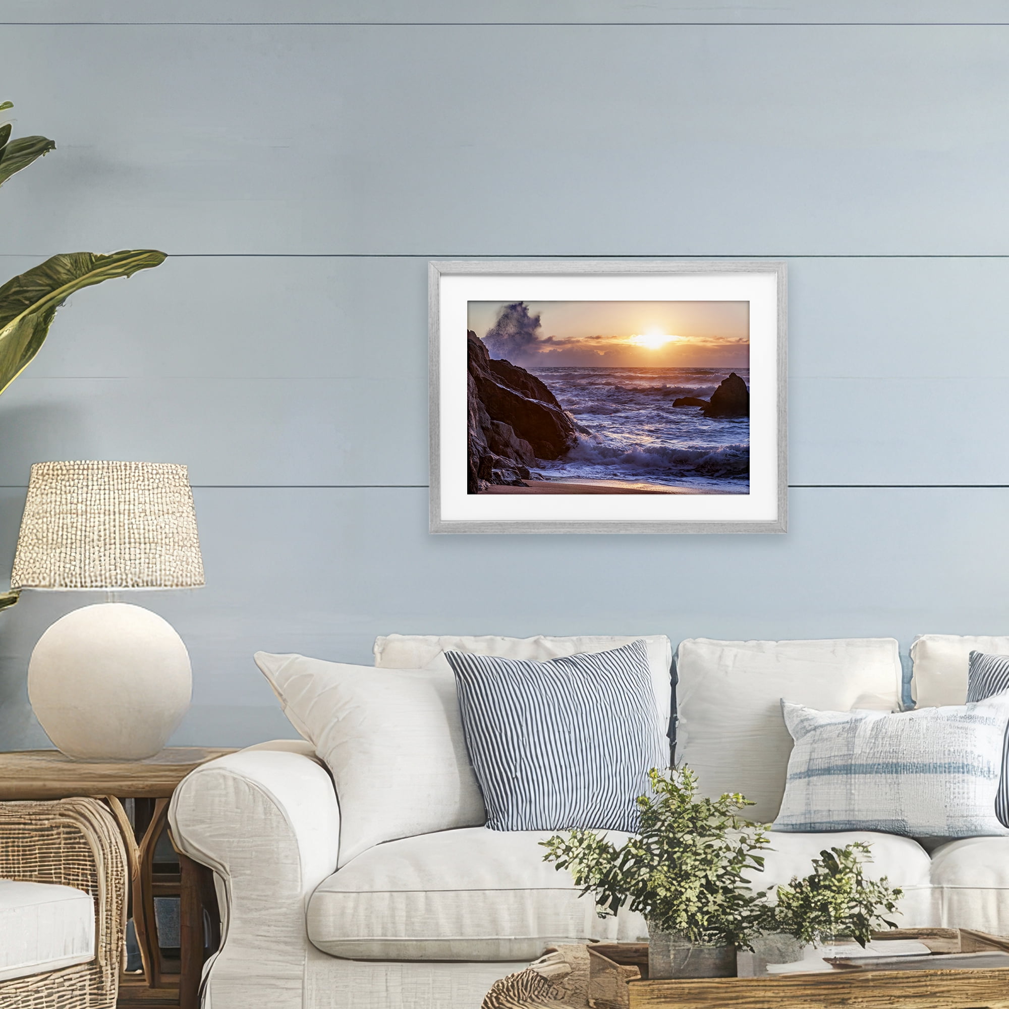 Stupell Industries Siren Song Rocky Shore Gray Framed Print Under Glass, design by Shelley Carlisle