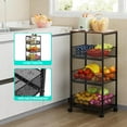 thumbnail image 5 of 4-Tier Rolling Kitchen Storage Cart with Wood Top and Mesh Baskets for Fruits Vegetables Snacks, 5 of 8